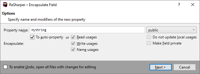 ReSharper. Encapsulate Field refactoring