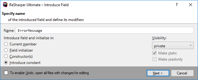 ReSharper: Introduce Field refactoring