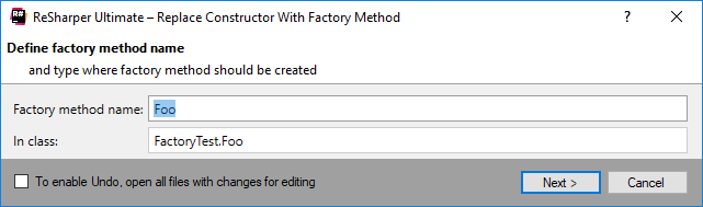 ReSharper. Replace Constructor with Factory Method refactoring