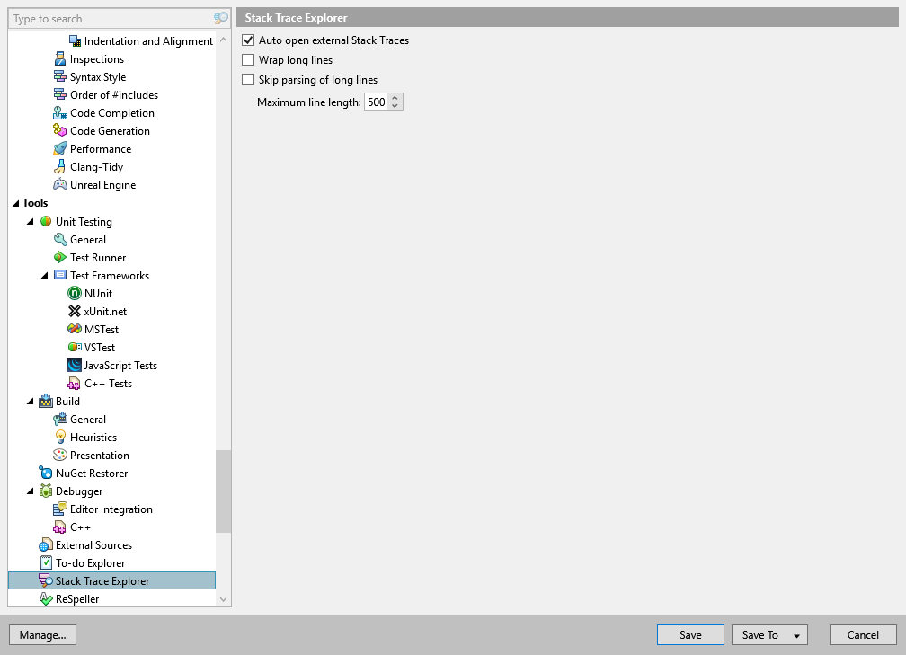 ReSharper options: Tools | Stack Trace Explorer