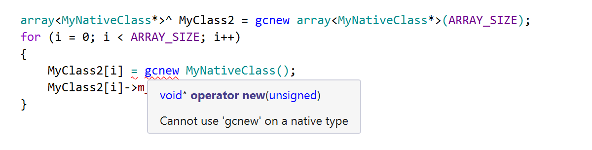 Cannot use gcnew on a native type
