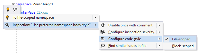 ReSharper: Changing code style preference for namespace body