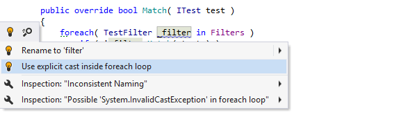 Quick-fixes for code issues in ReSharper