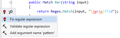 Fixing regex error with ReSharper