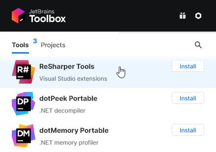 ReSharper in the JetBrains Toolbox App