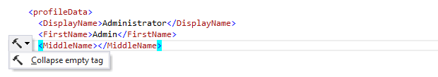 ReSharper: 'Collapse empty tag' context action in XML