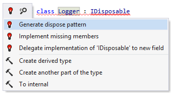 A quick-fix that helps generate dispose pattern