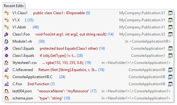 Navigating to recently modified items