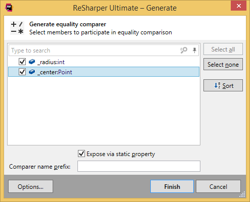 Generating equality comparer with ReSharper