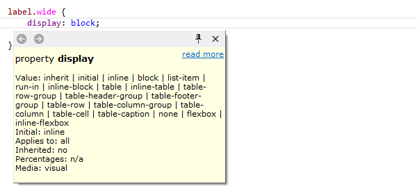 ReSharper: Quick documentation in CSS