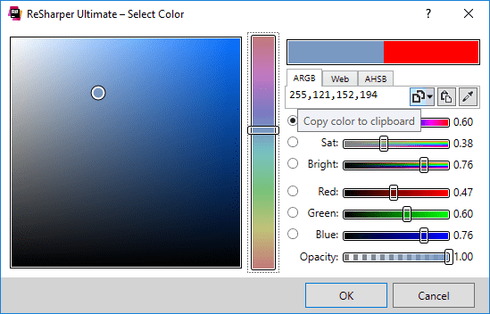 Changing color definition in C# with a visual editor