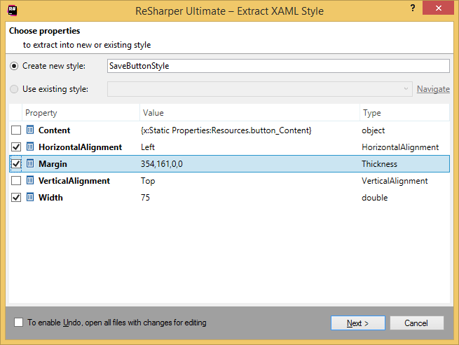 ReSharper: Extract XAML Style refactoring