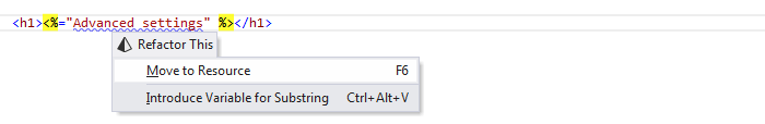 ReSharper: Move to resource refactoring in ASP.NET