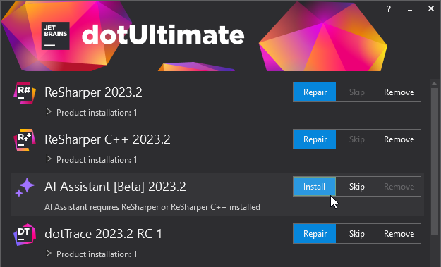 ReSharper: AI Assistant in the installer