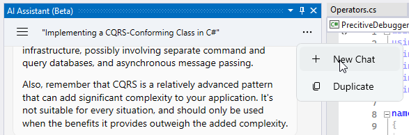 ReSharper: Create a new AI Assistant chat