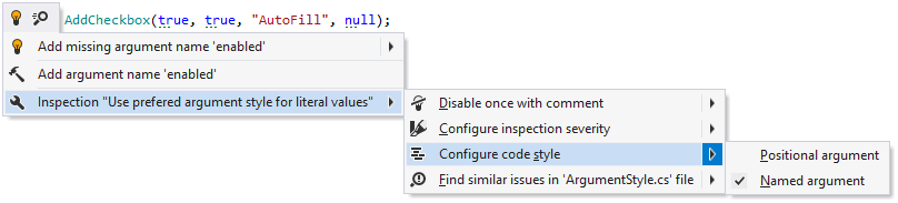 Changing the preference for named/positional arguments in the editor