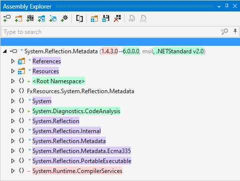 dotPeek: Assembly comparison node in the Assembly Explorer