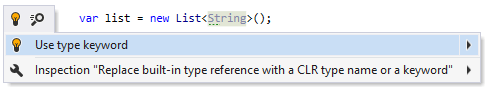 Built-in type usage style quick-fix