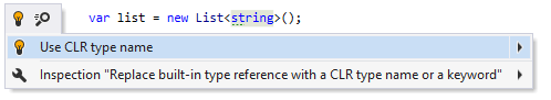 Built-in type usage style quick-fix