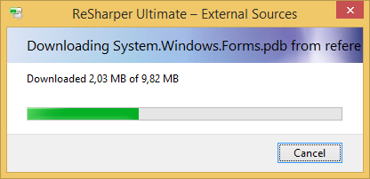 ReSharper is downloading sources from symbol server