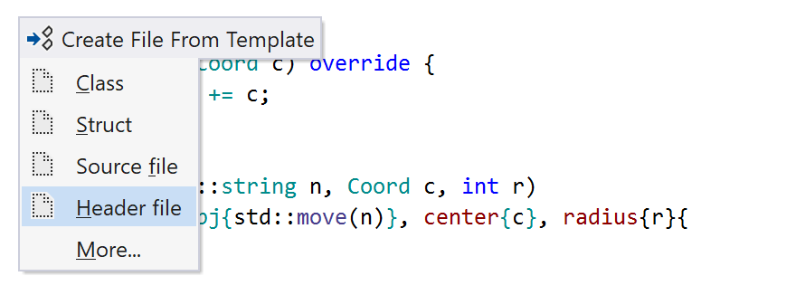 ReSharper C++: File Templates