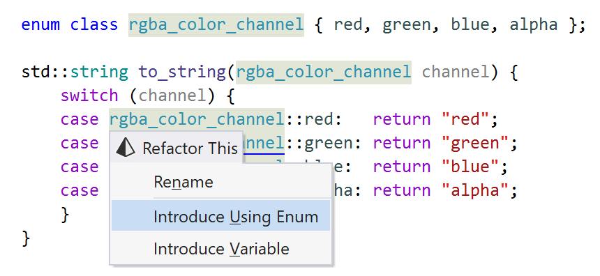 ReSharper: Introduce Using Enum