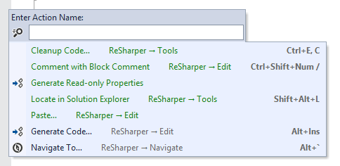 ReSharper: Navigating to action