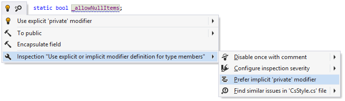 Changing the preference for explicit/implicit 'private' modifiers in the editor