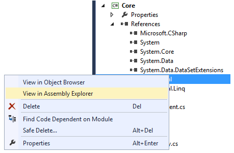 Navigating to the Assembly Explorer from the Solution Explorer