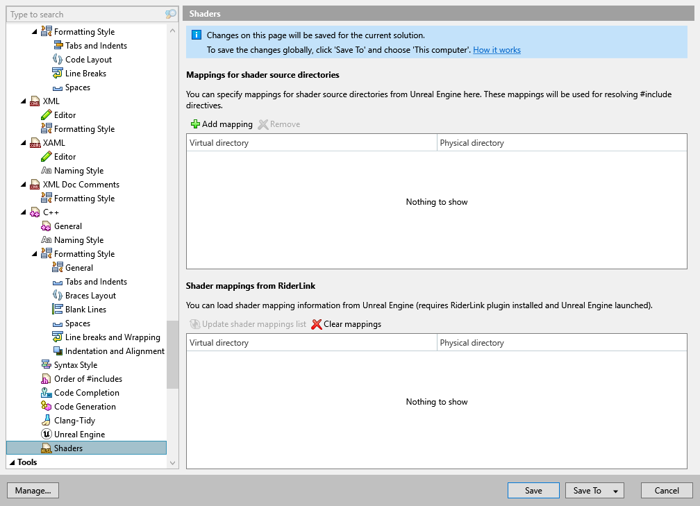 ReSharper options: Code Editing | C++ | Shaders ReSharper options: Code Editing | C++ | Shaders
