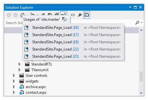 ReSharper: 'Go to Usages of Symbol' in ASP.NET