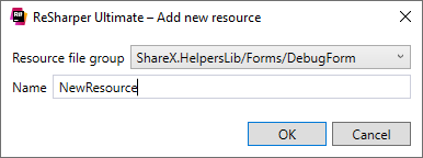 ReSharper: Add new resource dialog ReSharper: Add new resource dialog