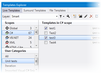 ReSharper: Templates scopes and categories