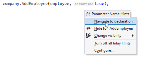 ReSharper: configuring parameter name hints from the Alt+Enter menu
