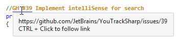 ReSharper. To-do link to GitHub issue from the comment
