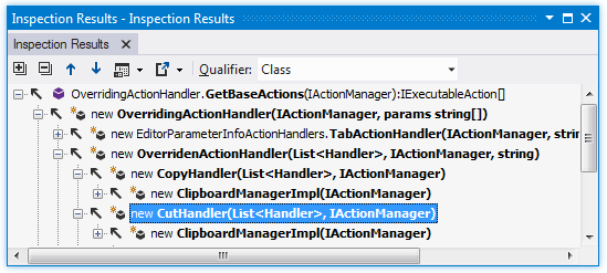 Incoming calls in the Inspection Results window