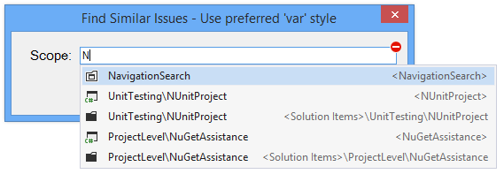 ReSharper: Specifying search scope for the similar issues