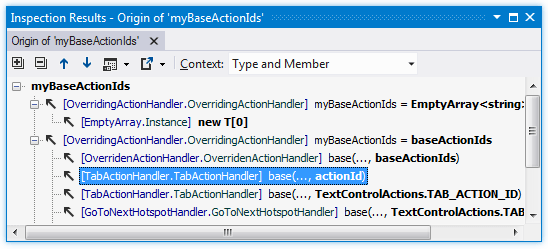 Value origin hierarchy in the Inspection Results window