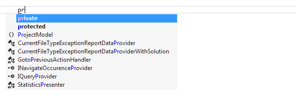 ReSharper: Suggesting C# keywords in code completion