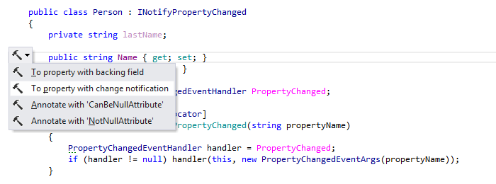 ReSharper: INotifyPropertyChanged support