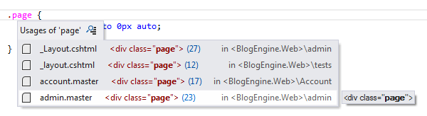 ReSharper: Navigation from CSS selector to its usages in markup files