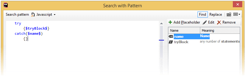 ReSharper: Structural Search and Replace in JavaScript