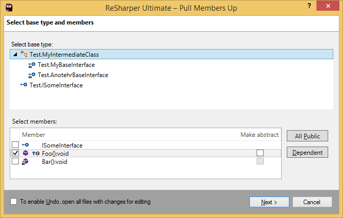 ReSharper. Pull Members Up refactoring