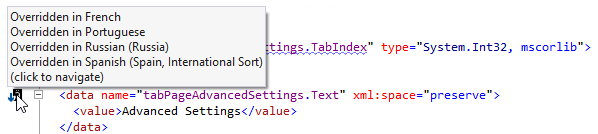 ReSharper: Navigation between cultures using action indicator