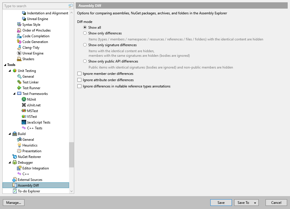 ReSharper options: Tools | Assembly Diff