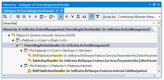 Filtering members in type hierarchy