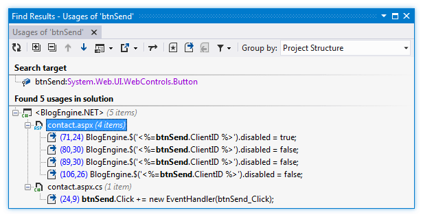 ReSharper: Find Usages in ASP.NET
