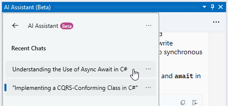 ReSharper: All AI chats list