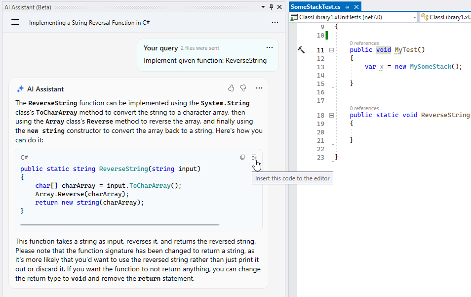 ReSharper: Implementing method with AI Assistant