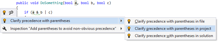 Adding optional parentheses to clarify operation precedence